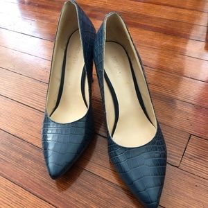 Blue faux alligator heels